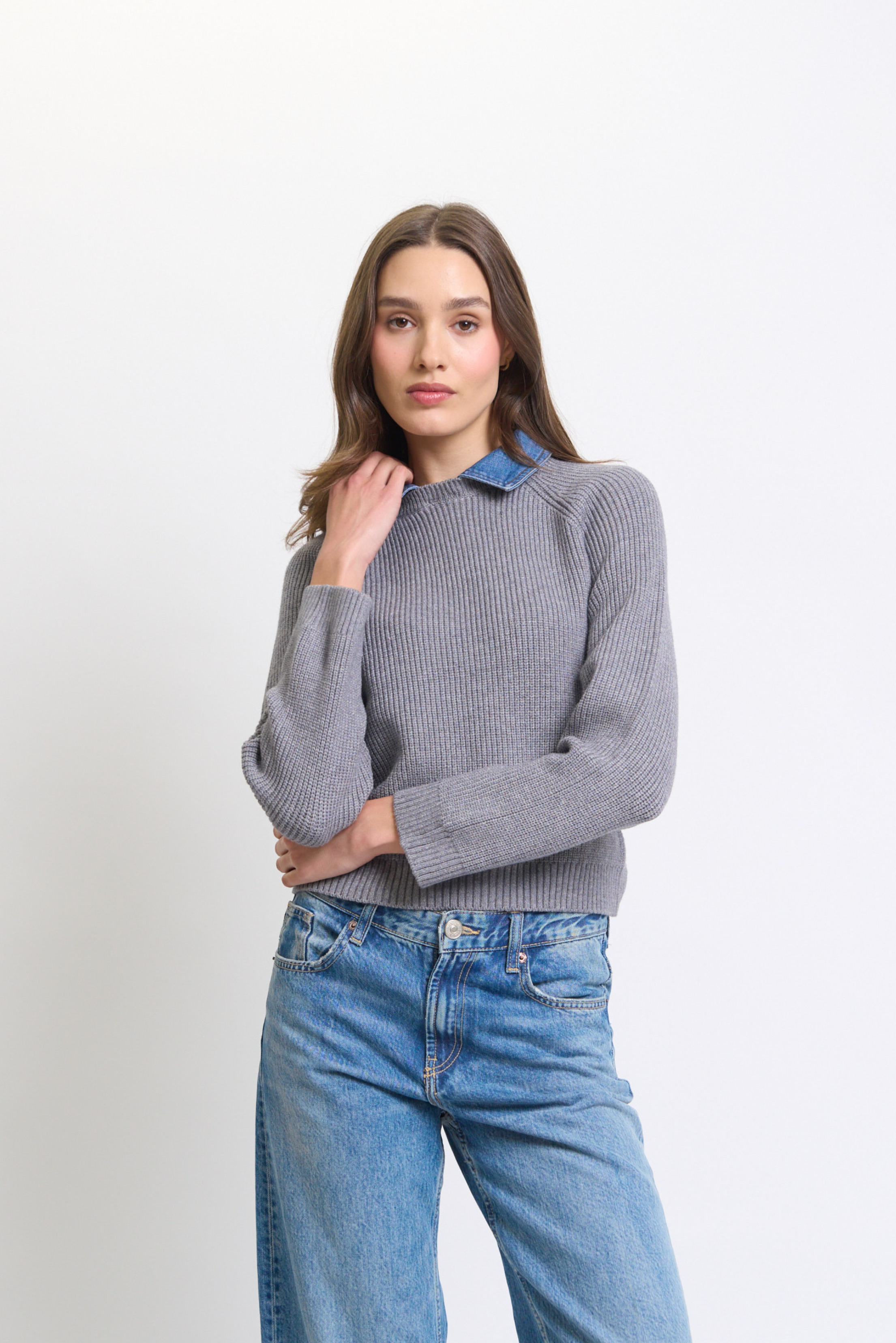Dash Denim Collar Pullover